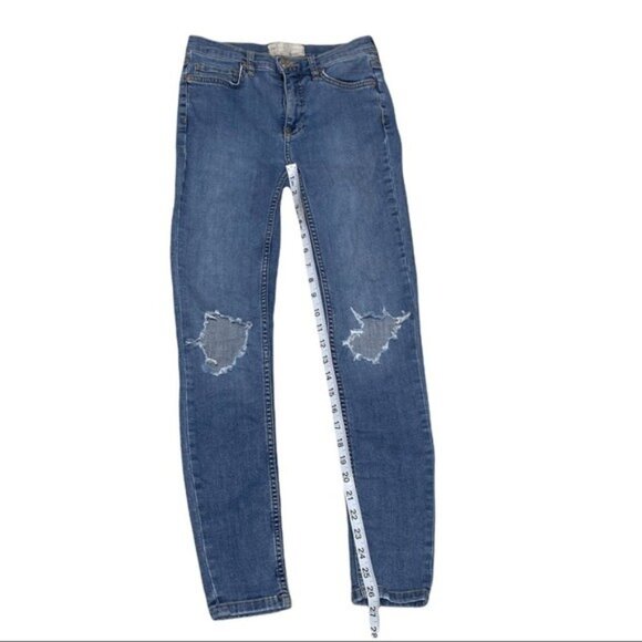 Free People Blue Distressed Skinny Jeans Size 25 - Picture 8 of 11